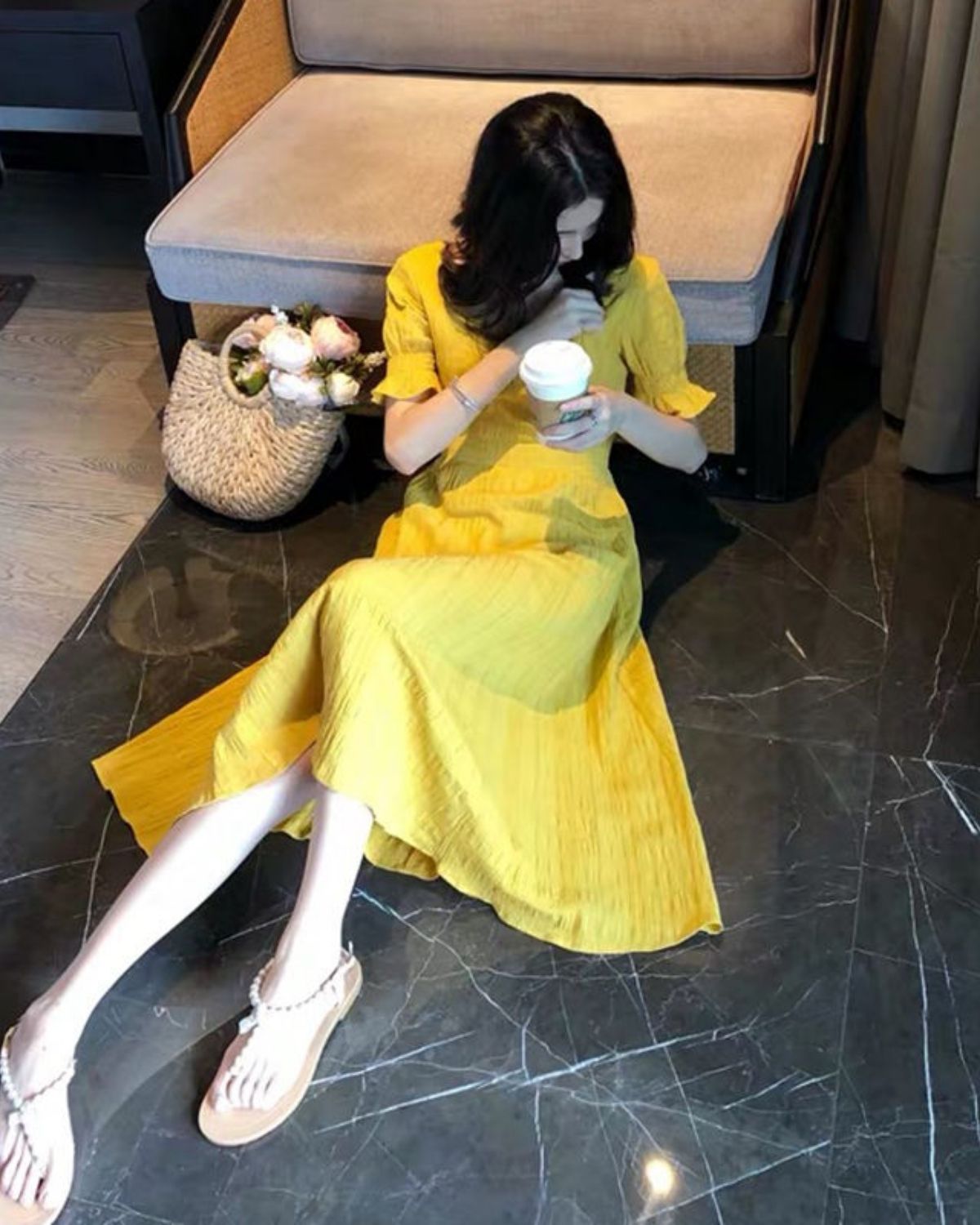 Francine | Robe Longue d’Été à Manches Courtes pour Femme
