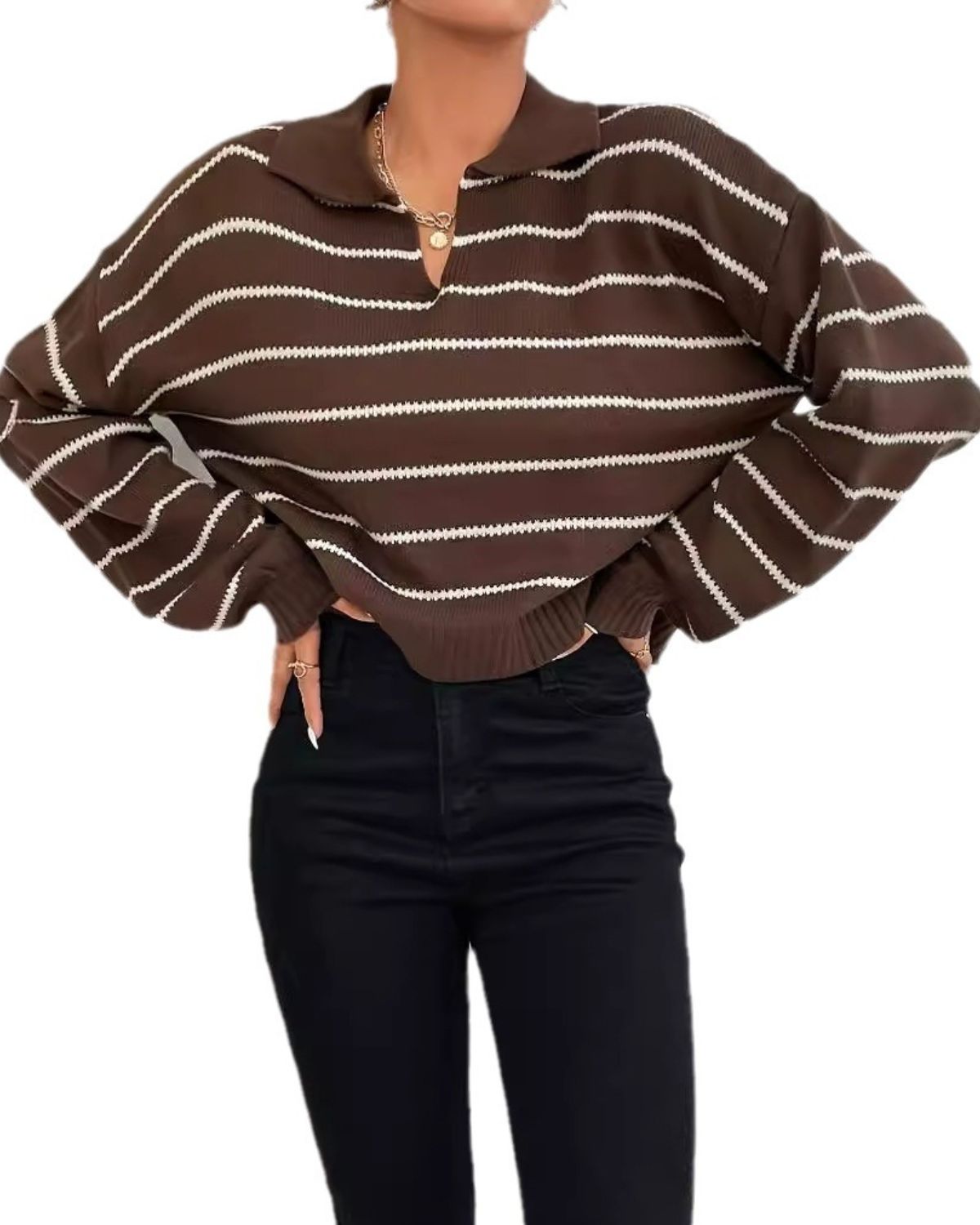 Sophia | Pull Court à Rayures avec Col Pour Femme