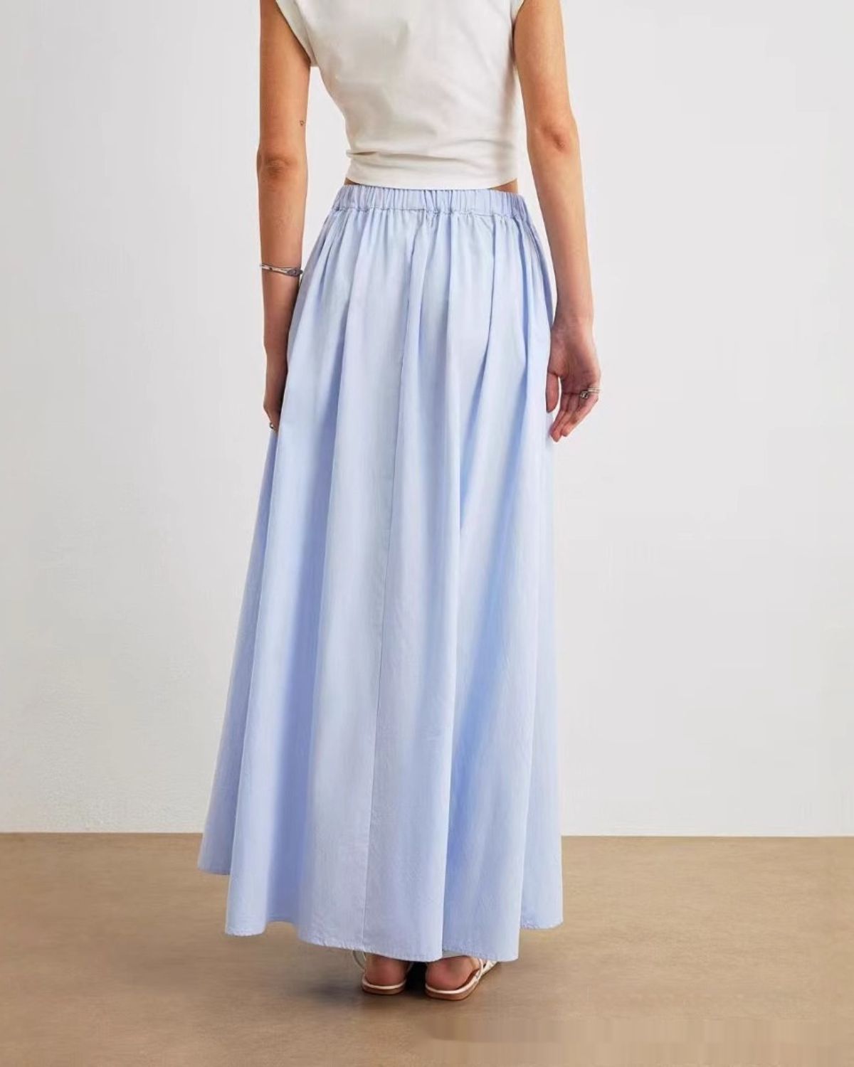 Daphné | Jupe Longue Taille Haute Bleu Clair pour Femme
