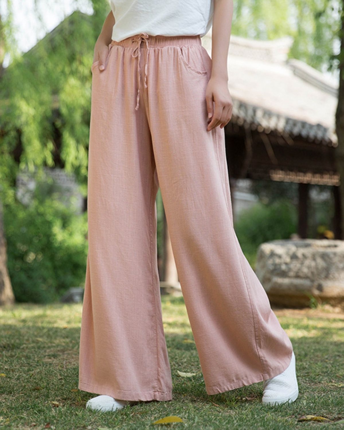 Michèle | Pantalon Large Décontracté en Lin pour Femme