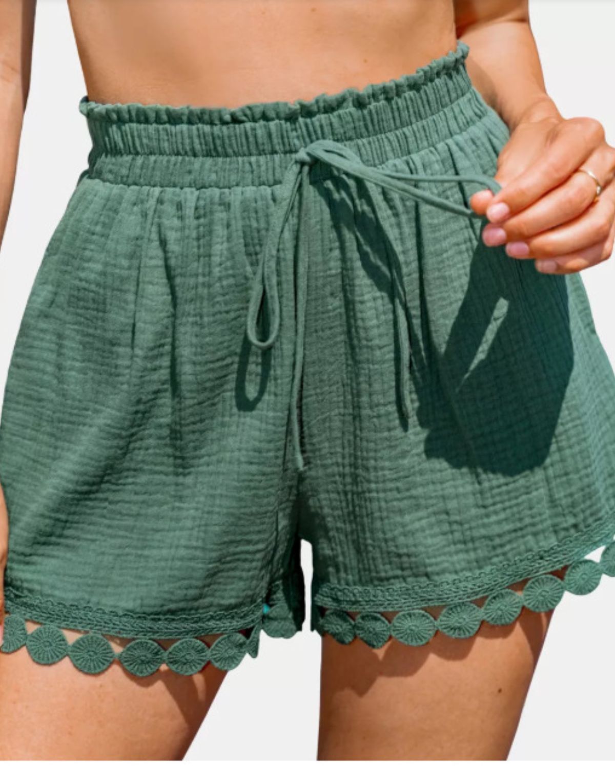 Solène | Short de Plage en Coton avec Finition Dentelle pour Femme