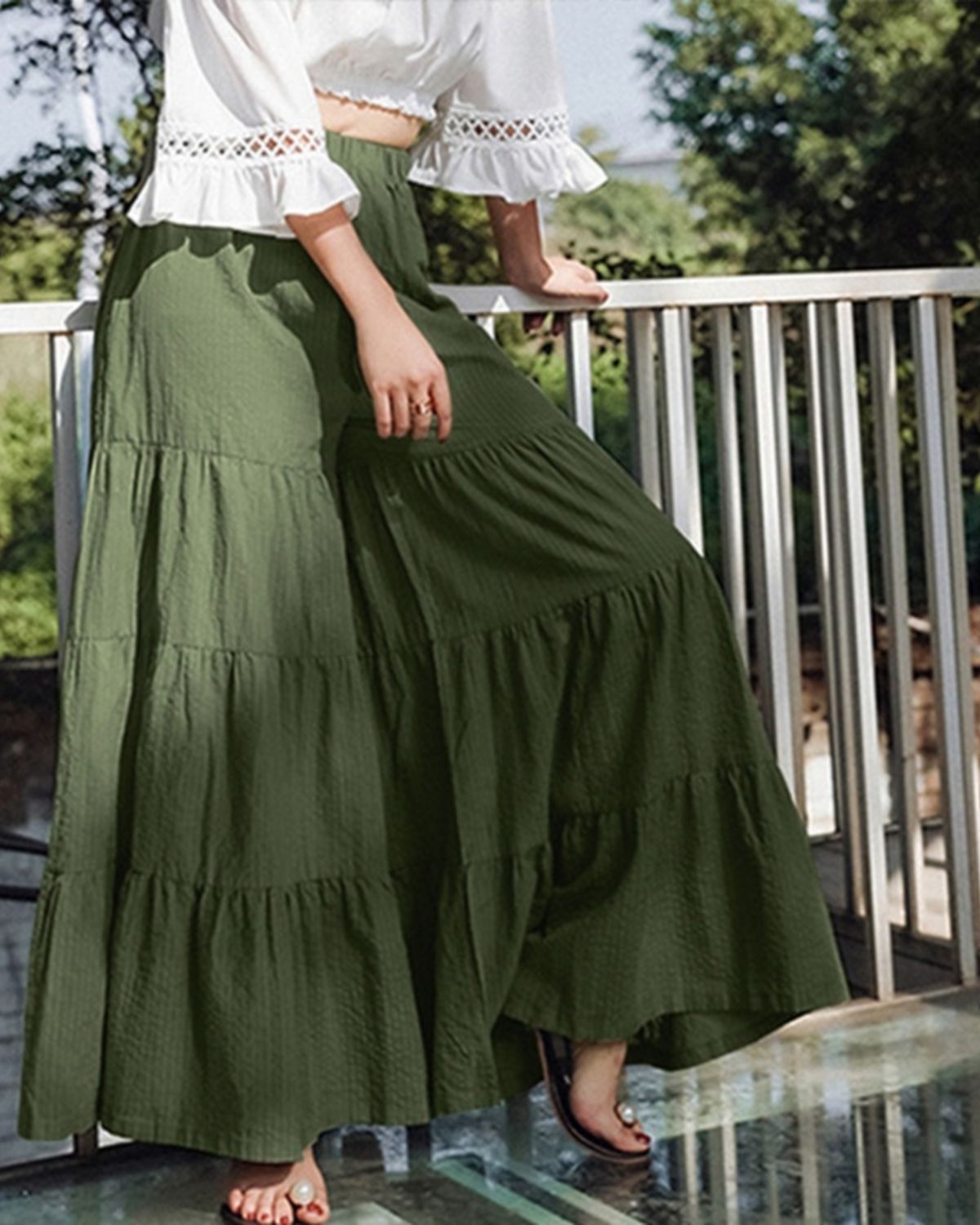 Marin | Pantalon Large à Volants pour Femme