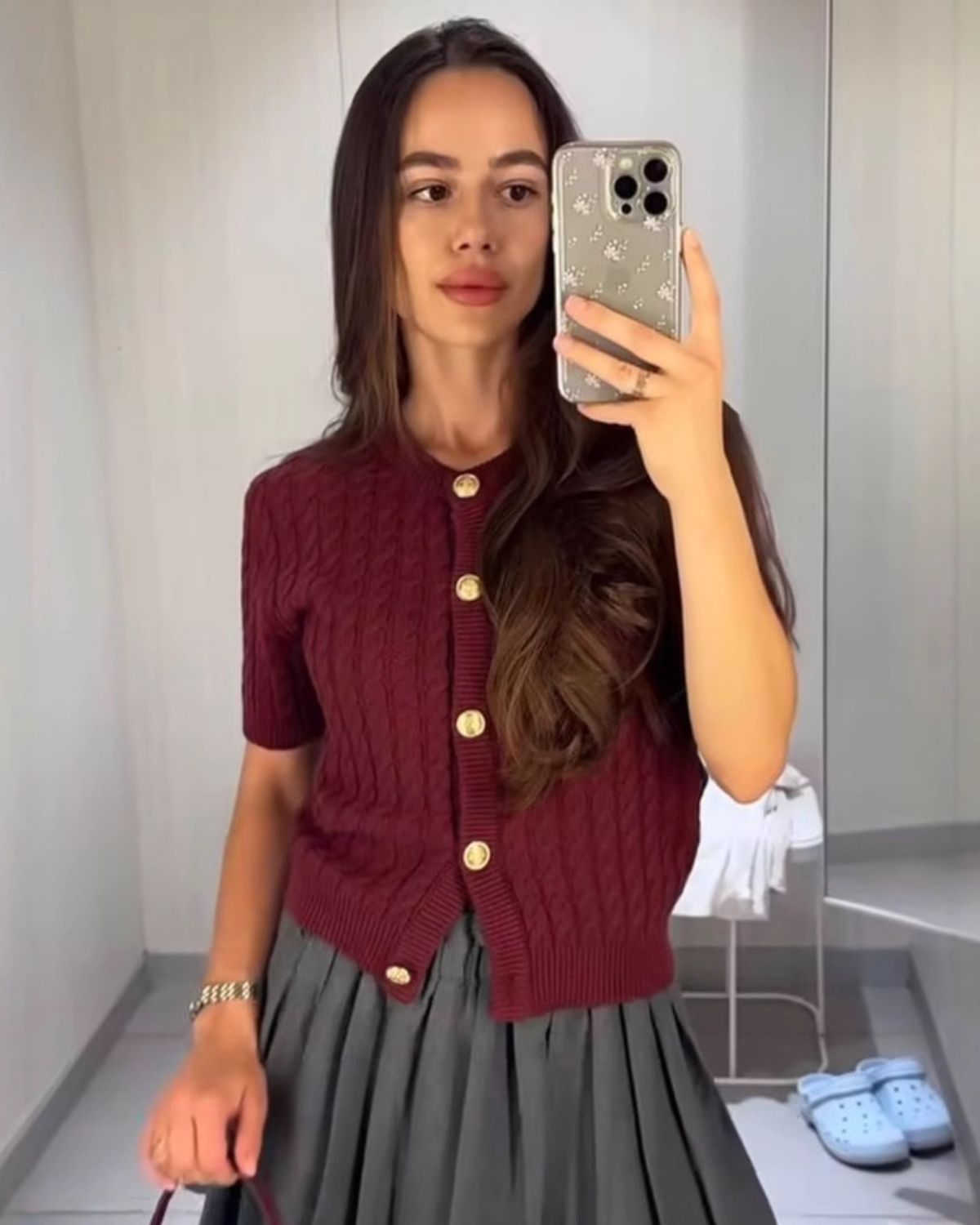 Haydée | Cardigan Femme à Torsades avec Boutons Dorés