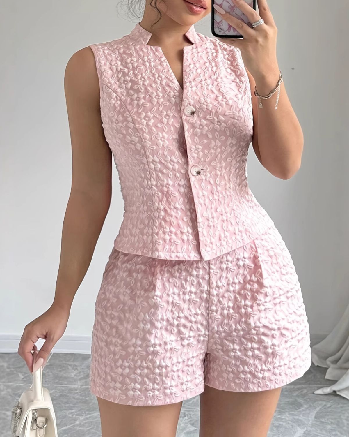 Eléa | Ensemble Débardeur à Boutons & Short Taille Haute pour Femme