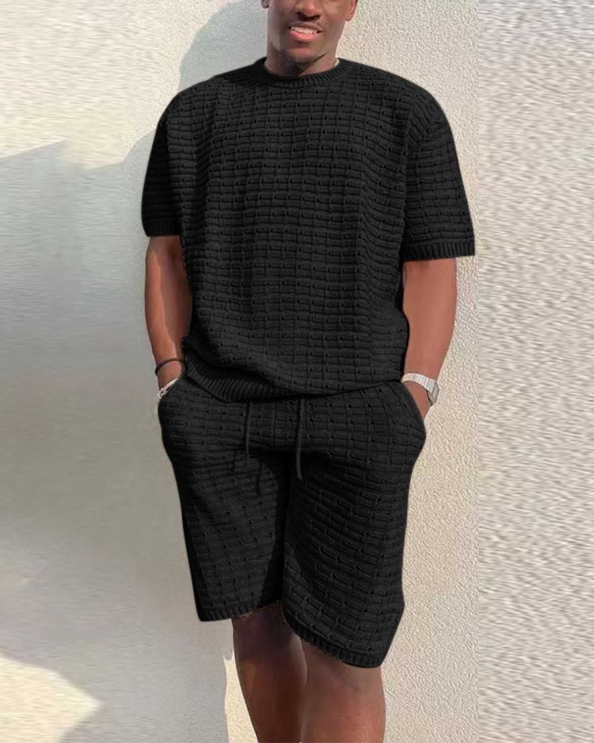 Beau | Ensemble Homme – T-shirt et Short en Maille Texturée