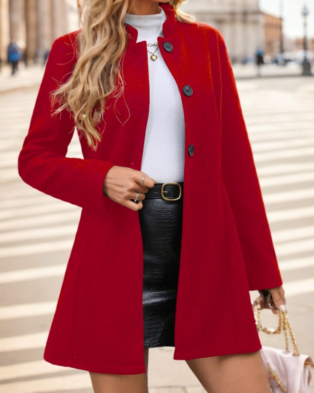 Renée | Manteau Long Élégant à Col Montant pour Femme