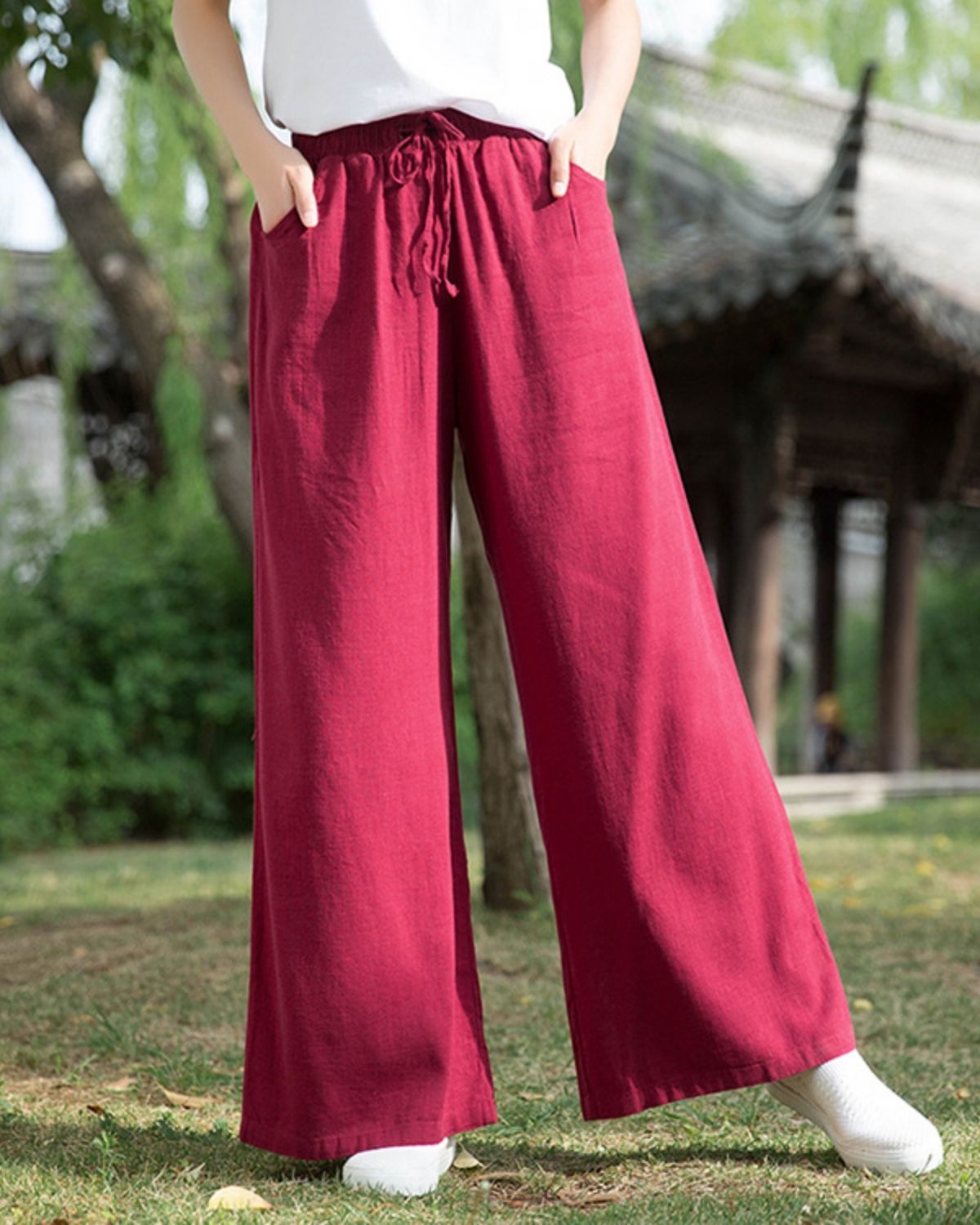 Michèle | Pantalon Large Décontracté en Lin pour Femme