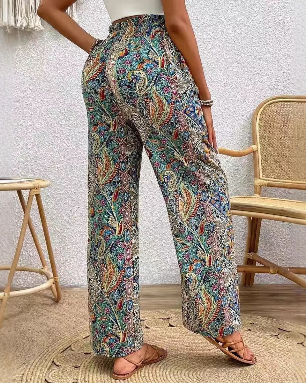 Désirée | Pantalon Large Imprimé Bohème pour Femme