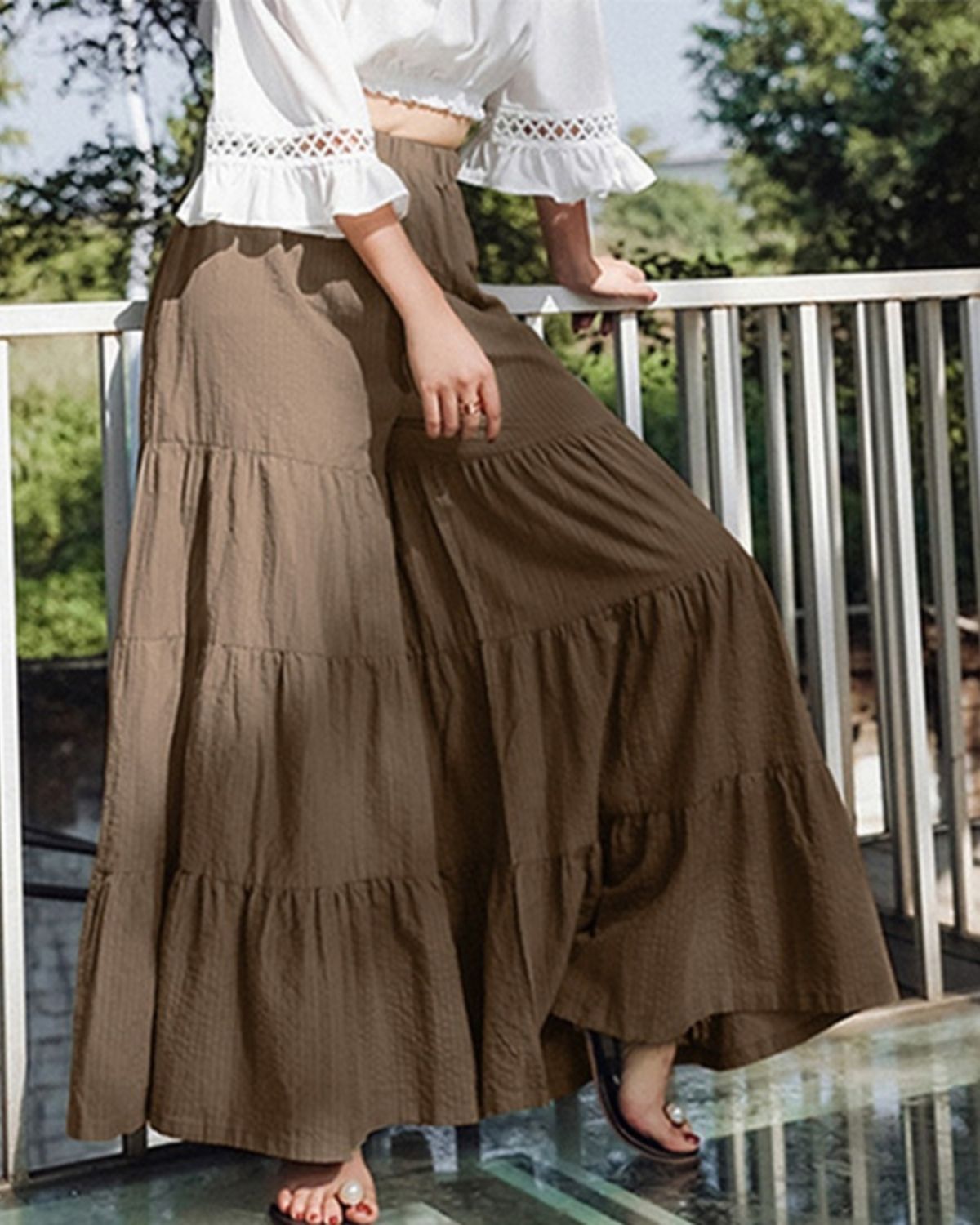 Marin | Pantalon Large à Volants pour Femme