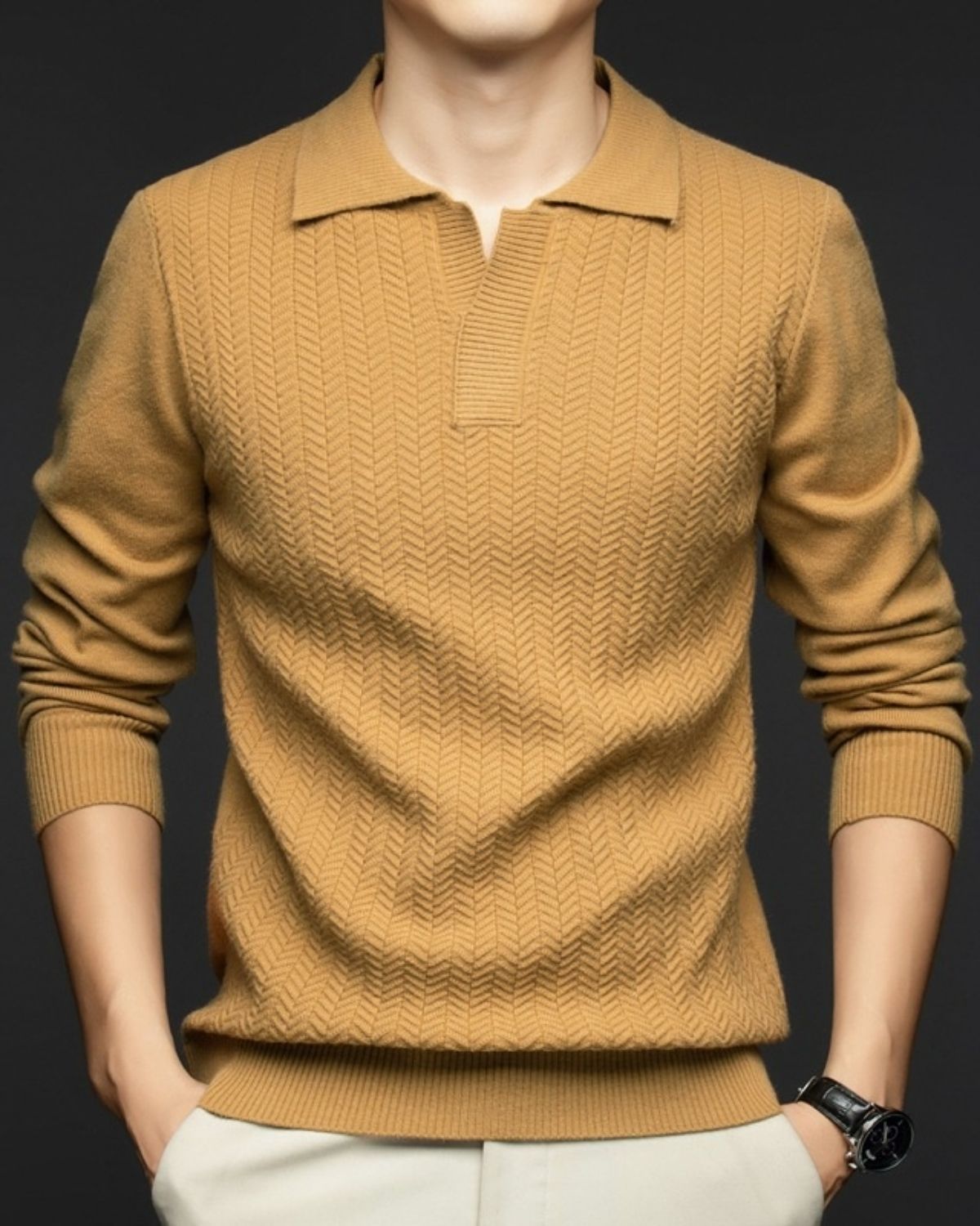 Anthelme | Pull à Col Polo en Maille Texturée pour Homme