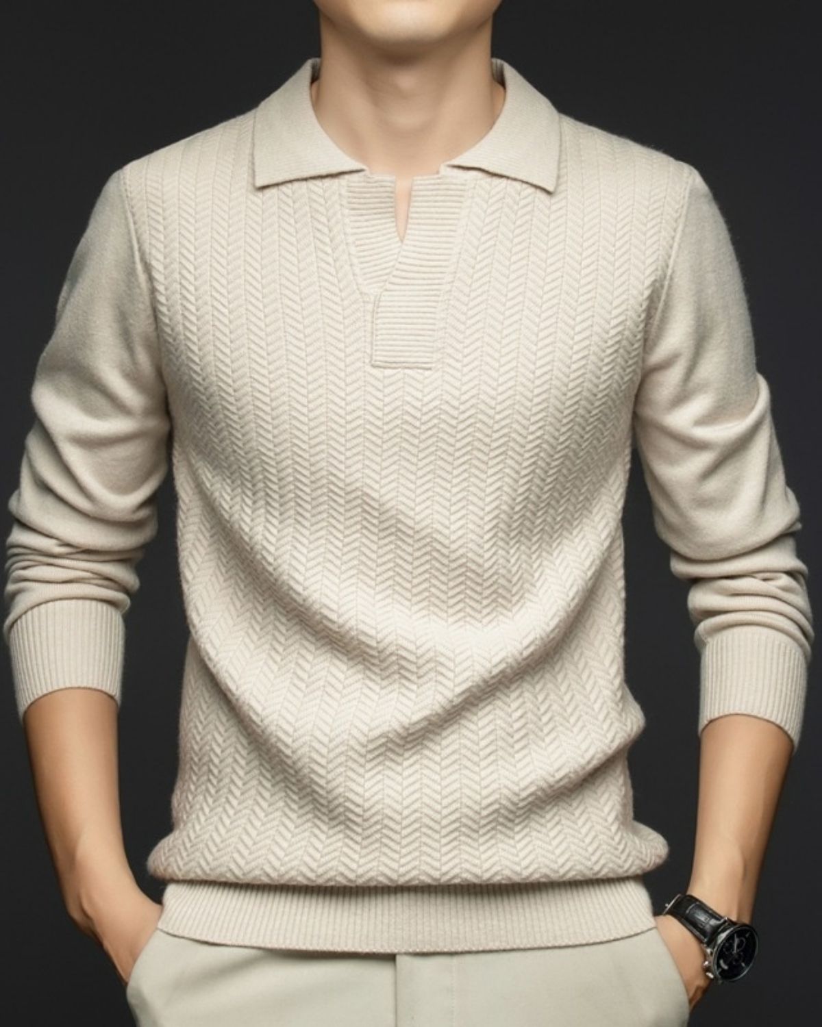 Anthelme | Pull à Col Polo en Maille Texturée pour Homme