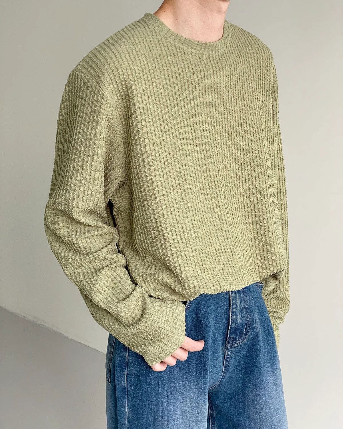 Maël | Pull Col Rond en Maille Texturée pour Homme