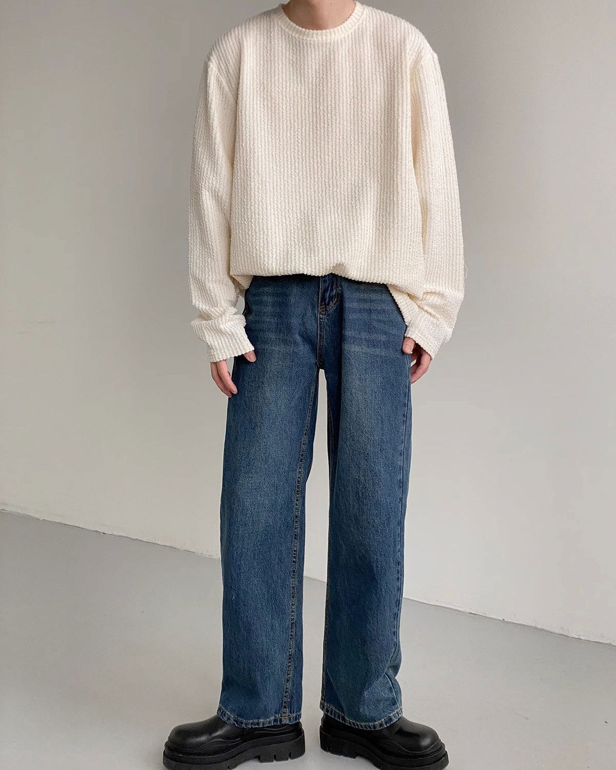 Maël | Pull Col Rond en Maille Texturée pour Homme