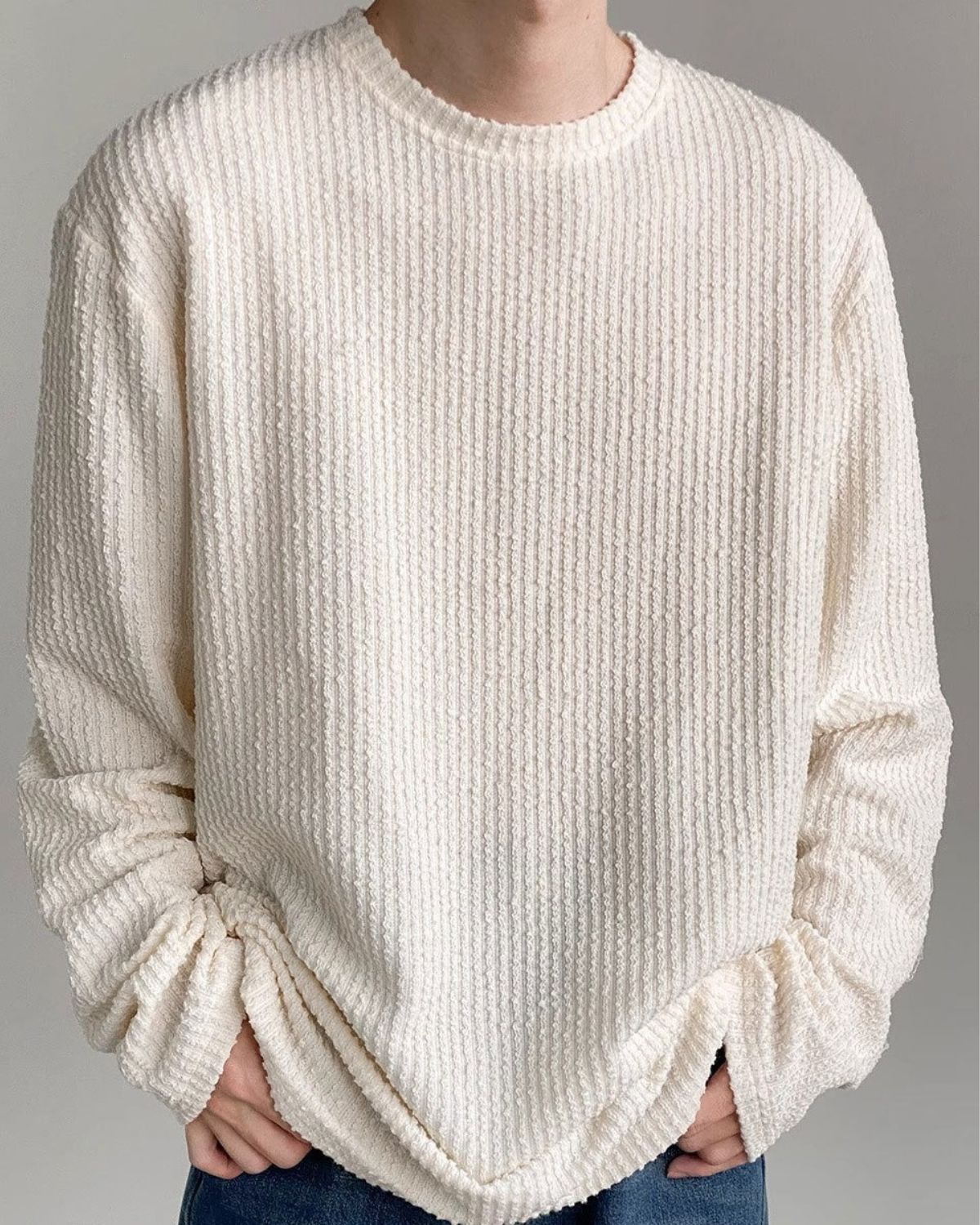 Maël | Pull Col Rond en Maille Texturée pour Homme
