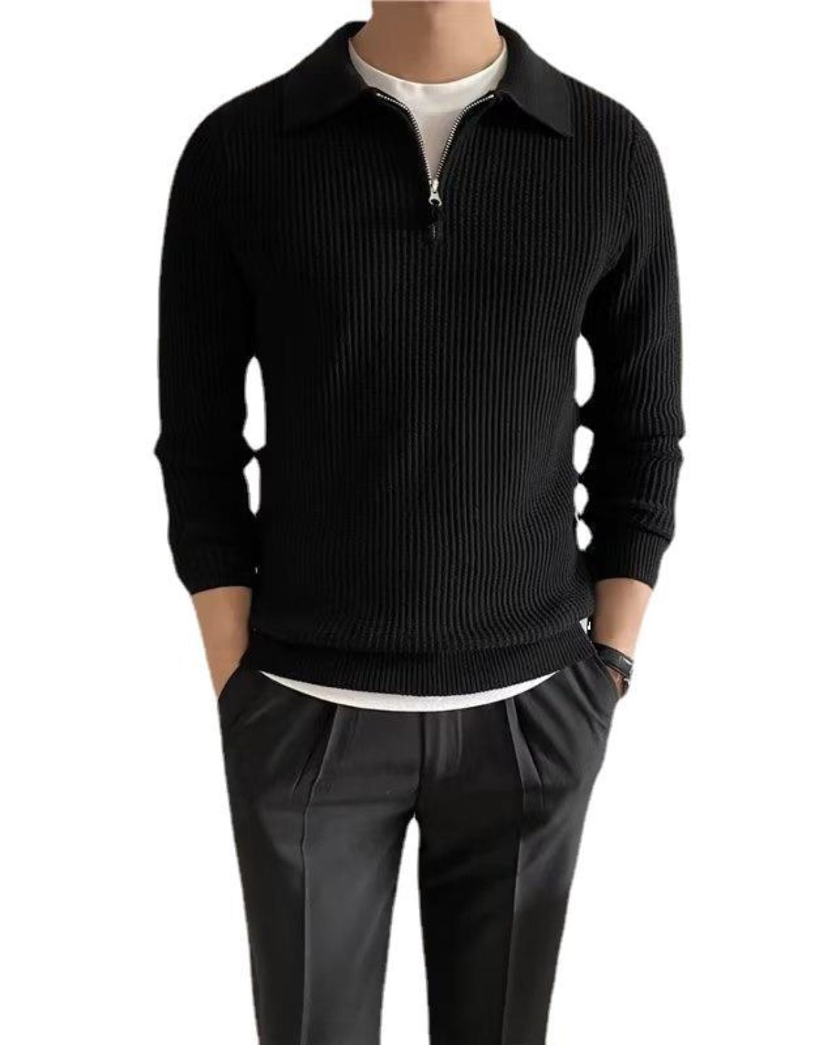 Andre | Pull Zippé en Maille pour Homme