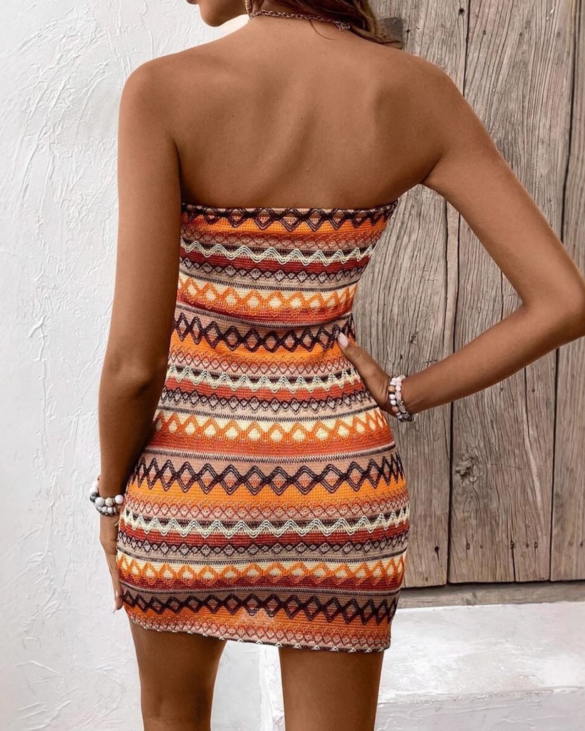 Charlotte | Robe Courte Femme – Bandeau & Imprimé Tribal
