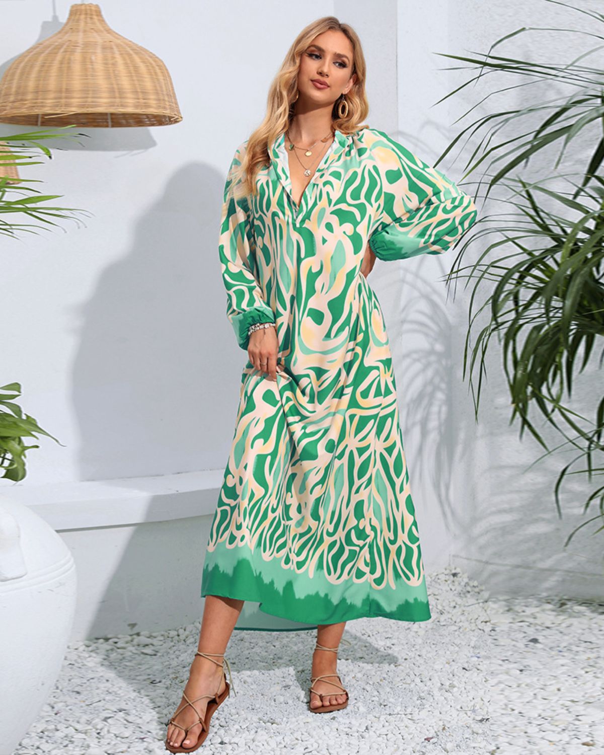 Sophie | Robe Longue Imprimée Abstraite et Élégante pour Femme