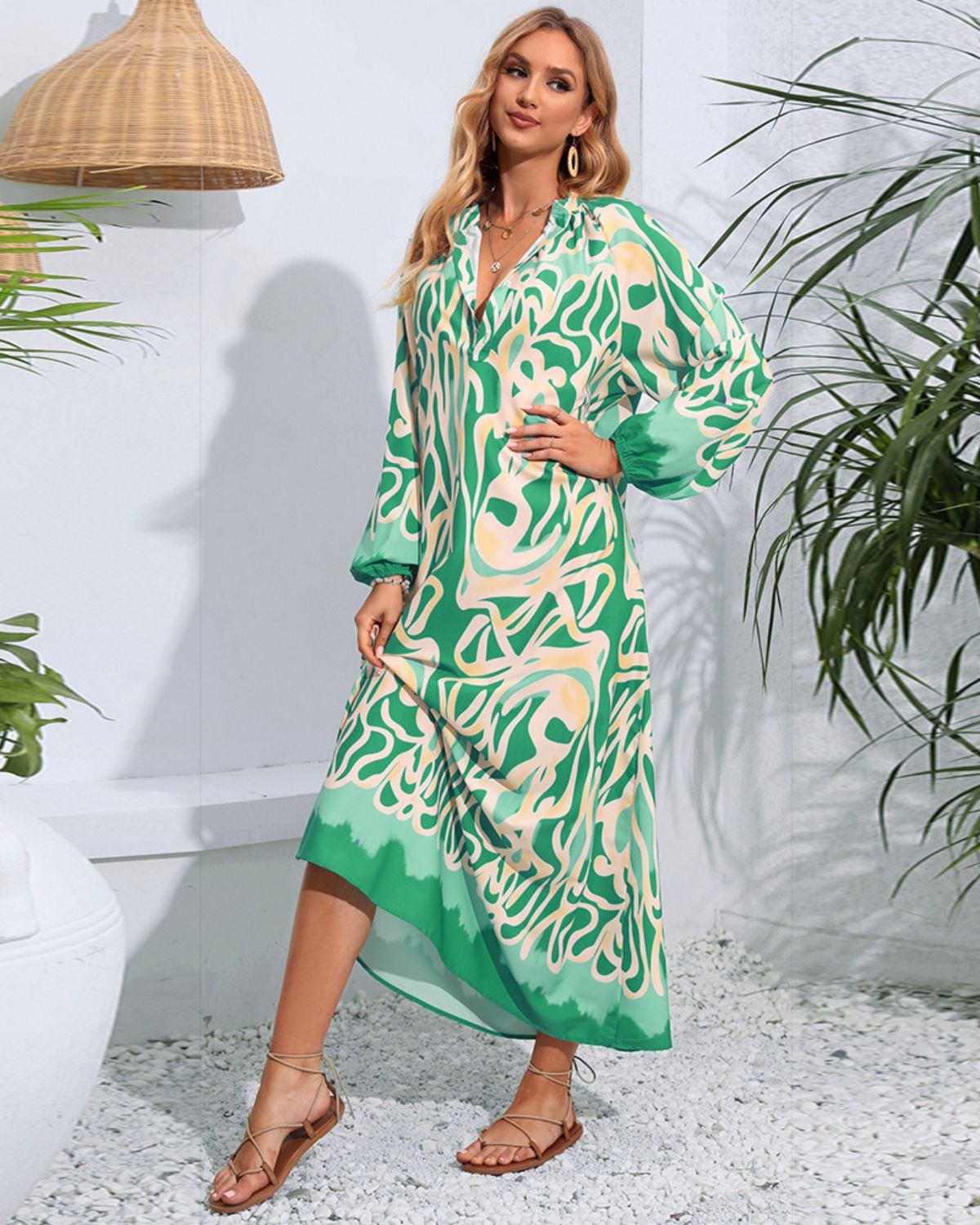 Sophie | Robe Longue Imprimée Abstraite et Élégante pour Femme