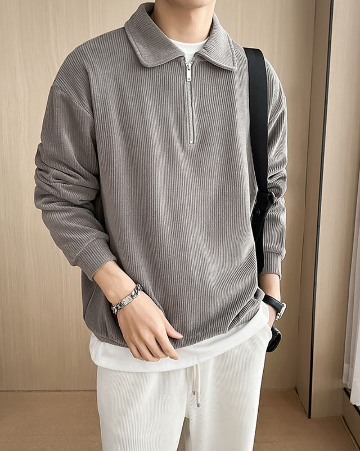 Adélard | Sweat Zippé à Col Cheminée en Maille Côtelée pour Homme