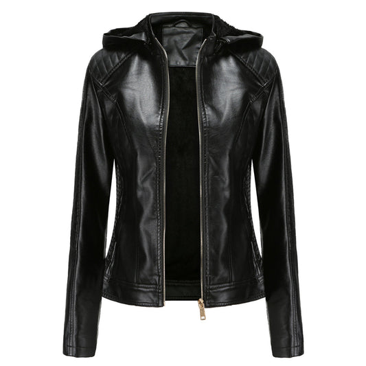 Paloma | Veste en similicuir zippée avec capuche pour femmes