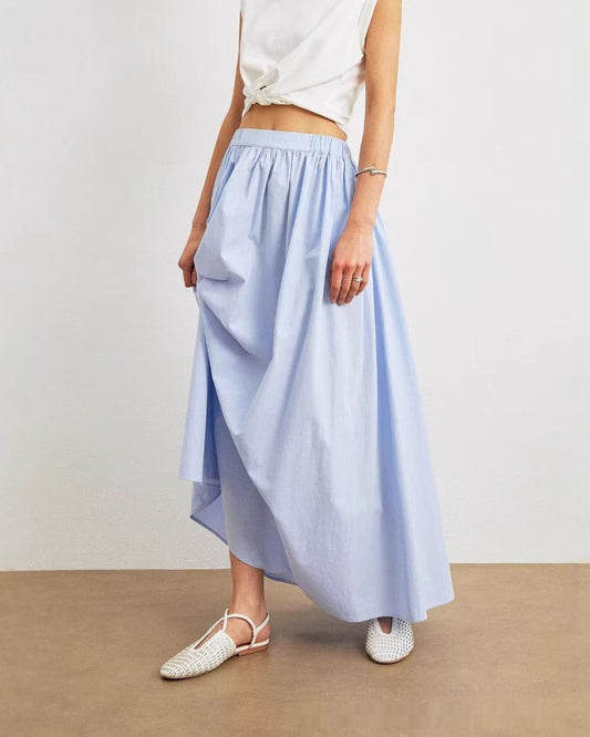 Daphné | Jupe Longue Taille Haute Bleu Clair pour Femme