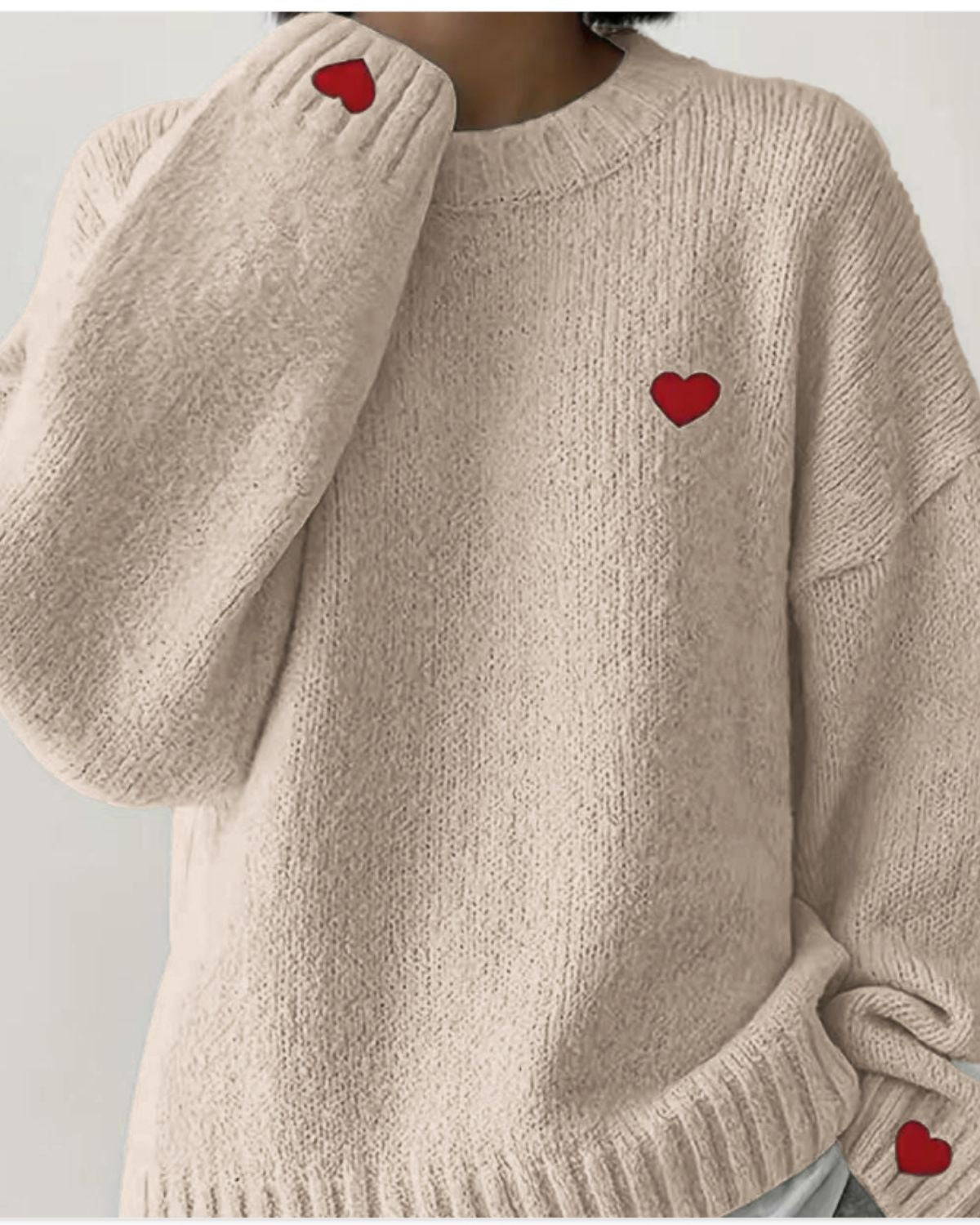Noèle | Pull Décontracté en Maille Brodée Cœur pour Femme