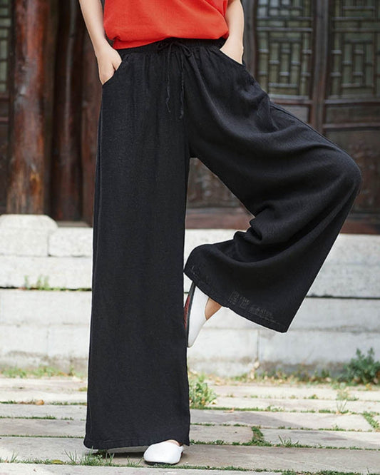 Michèle | Pantalon Large Décontracté en Lin pour Femme