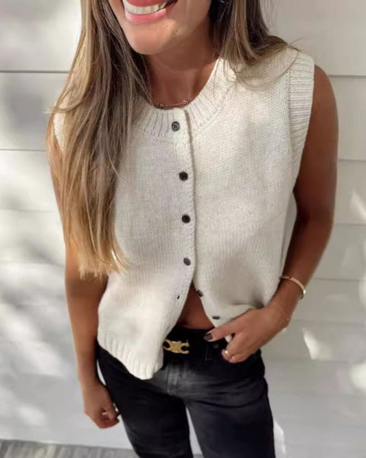 Sabine | Gilet Sans Manches en Maille pour Femme