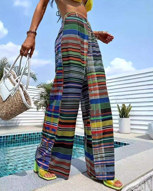 Aimée | Pantalon Large à Rayures pour Femme