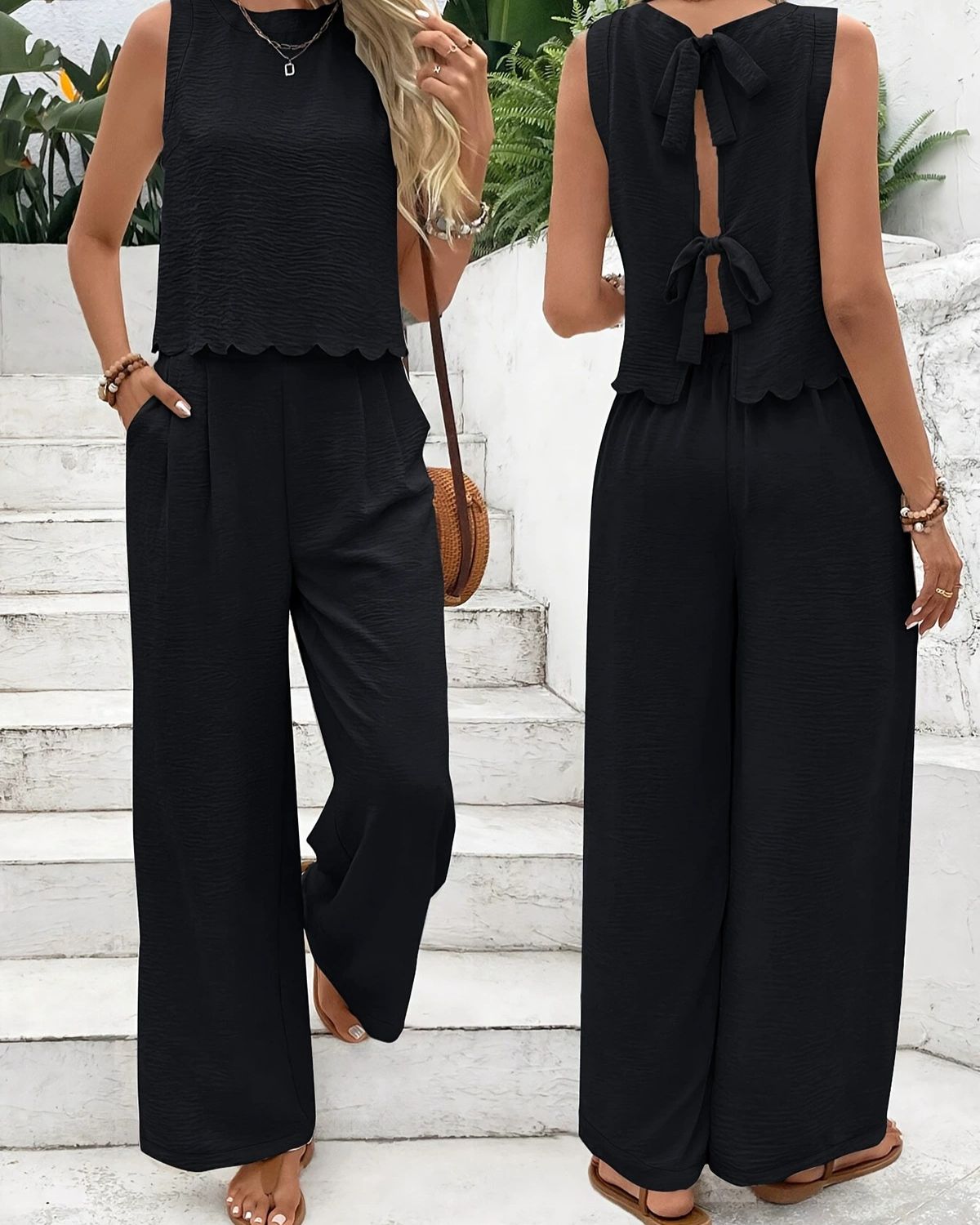 Agnes | Ensemble Chic Débardeur & Pantalon Large pour Femme