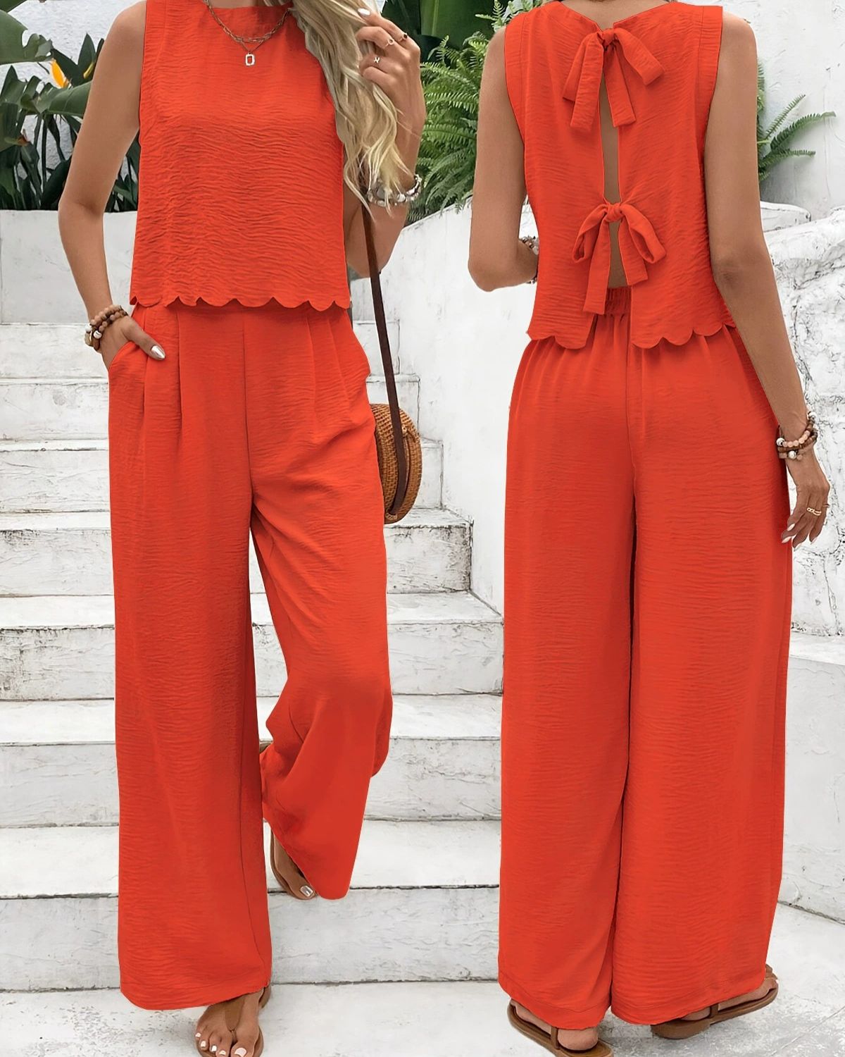 Agnes | Ensemble Chic Débardeur & Pantalon Large pour Femme