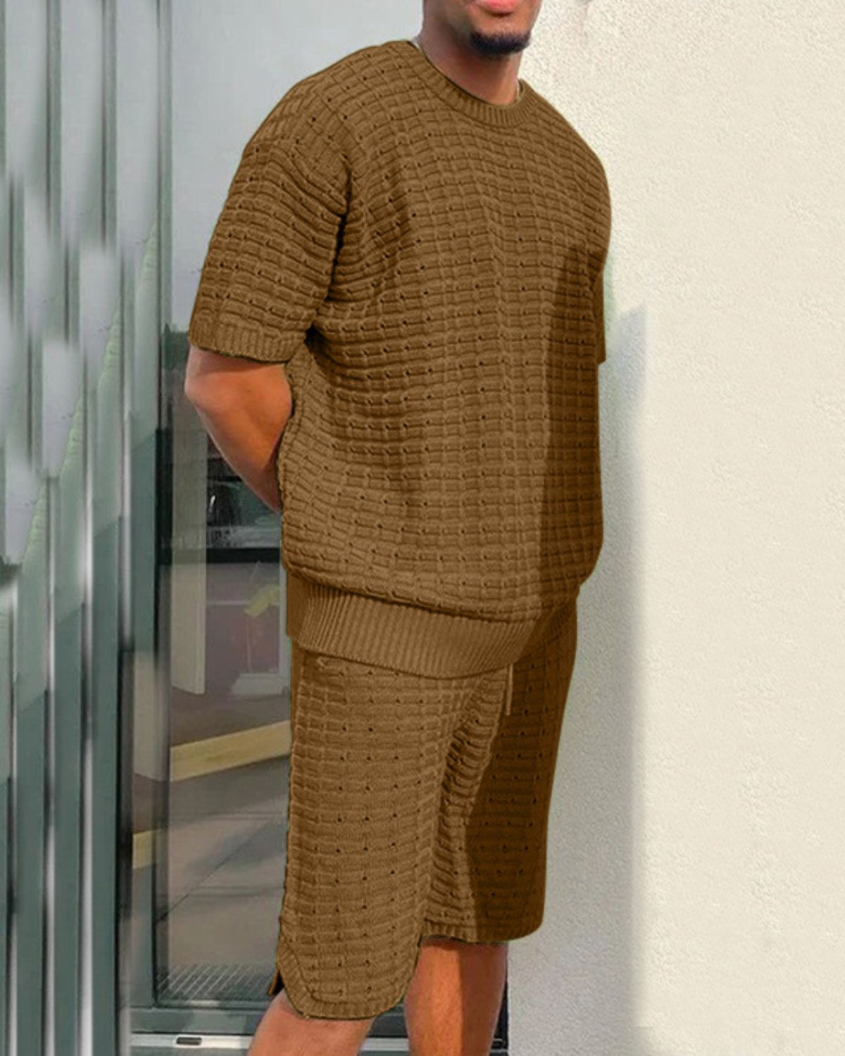 Beau | Ensemble Homme – T-shirt et Short en Maille Texturée