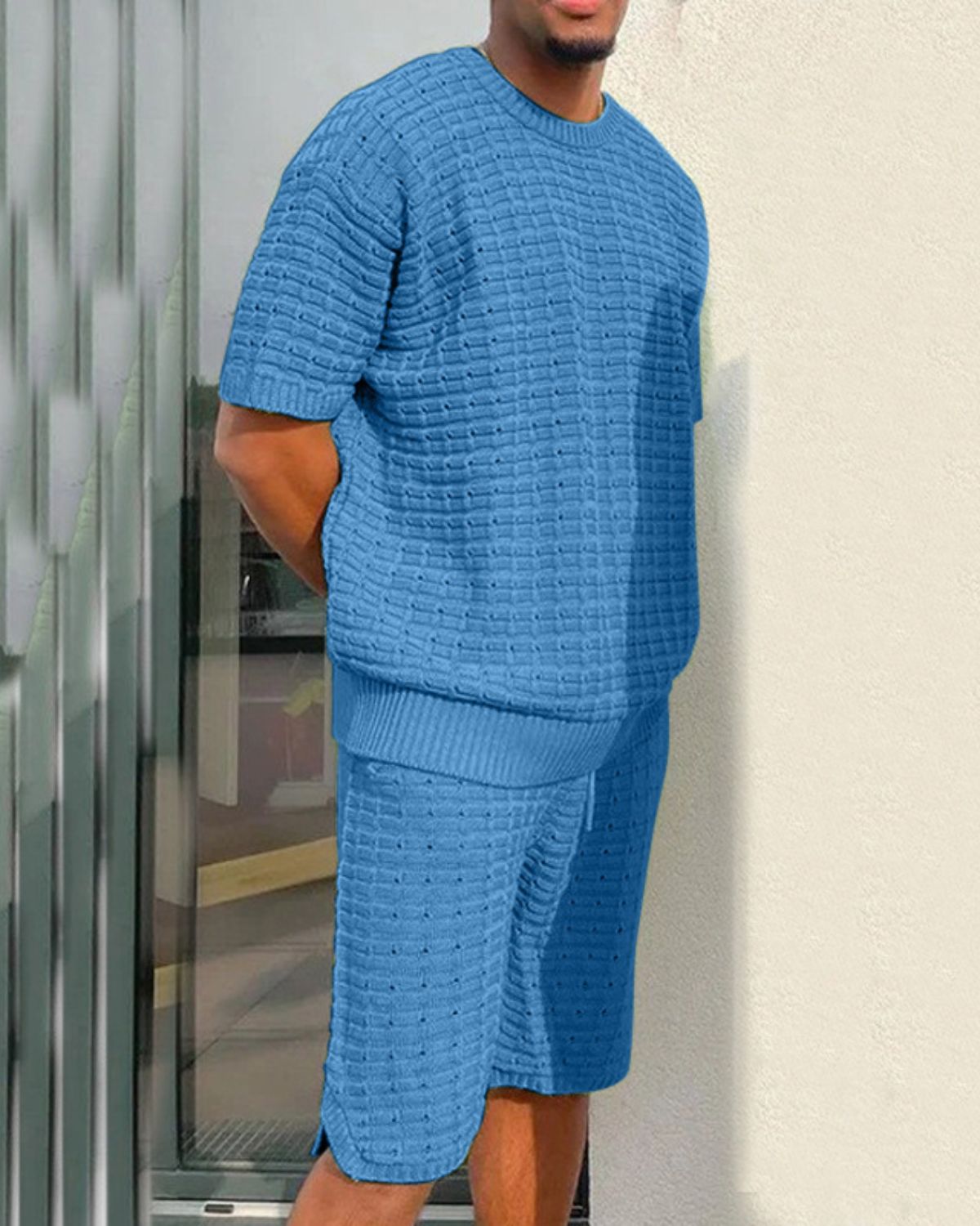 Beau | Ensemble Homme – T-shirt et Short en Maille Texturée