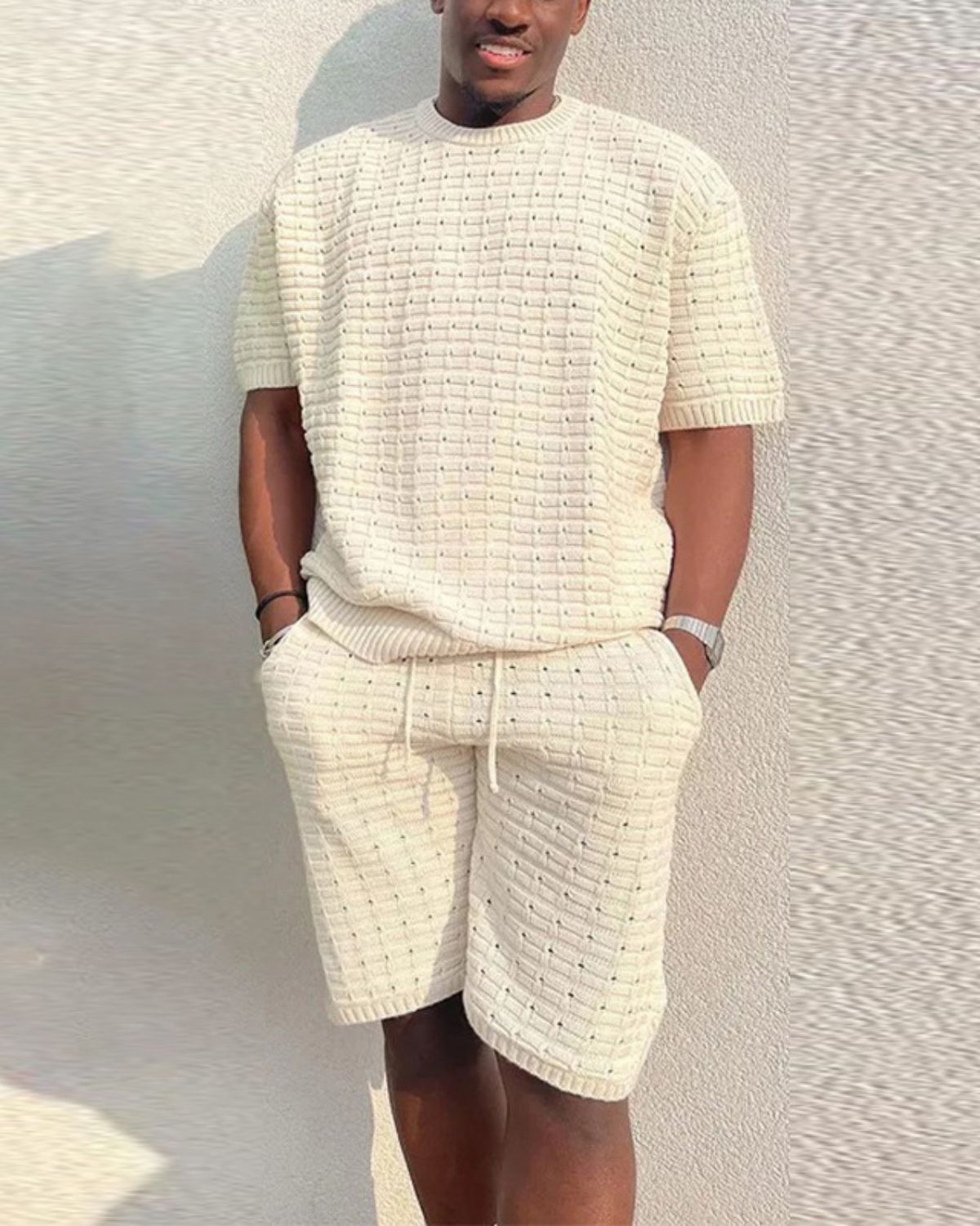 Beau | Ensemble Homme – T-shirt et Short en Maille Texturée