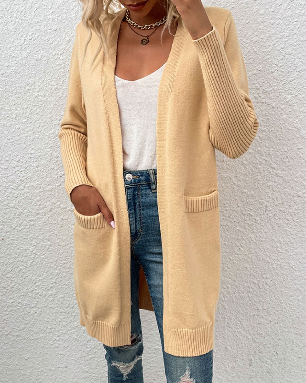 Gaëlle | Gilet Classique Ouvert en Maille pour Femme