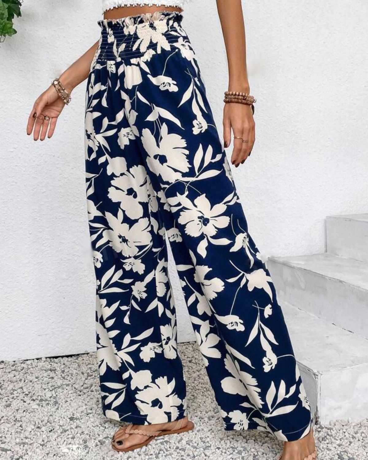 Ella | Pantalon Large Taille Haute à Imprimé Fleuri Pour Femme