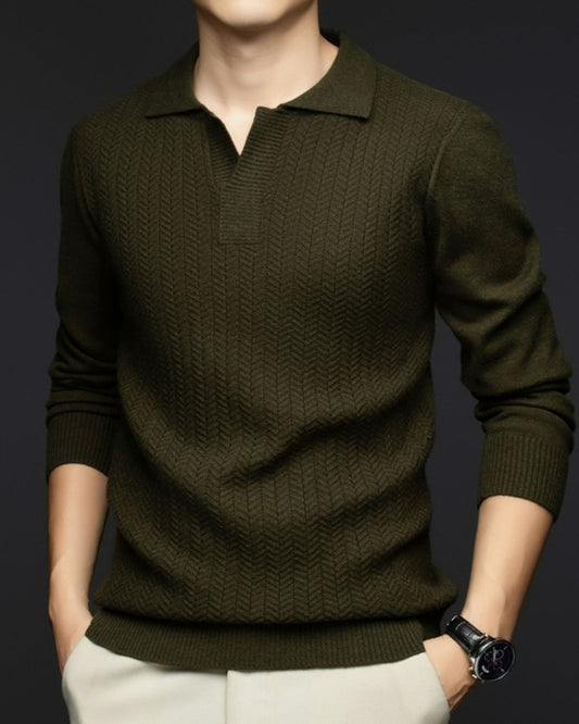 Anthelme | Pull à Col Polo en Maille Texturée pour Homme