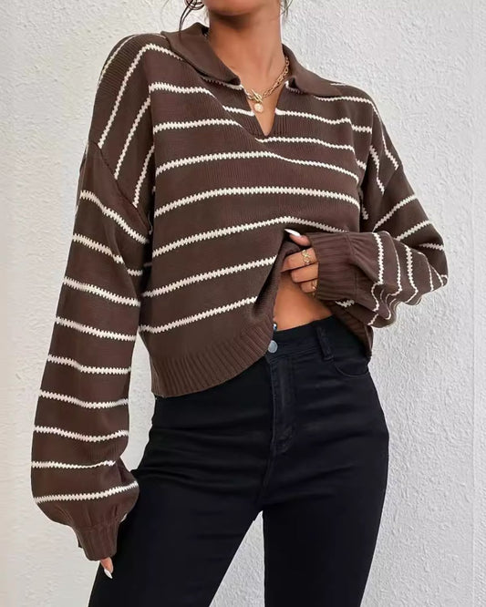 Sophia | Pull Court à Rayures avec Col Pour Femme