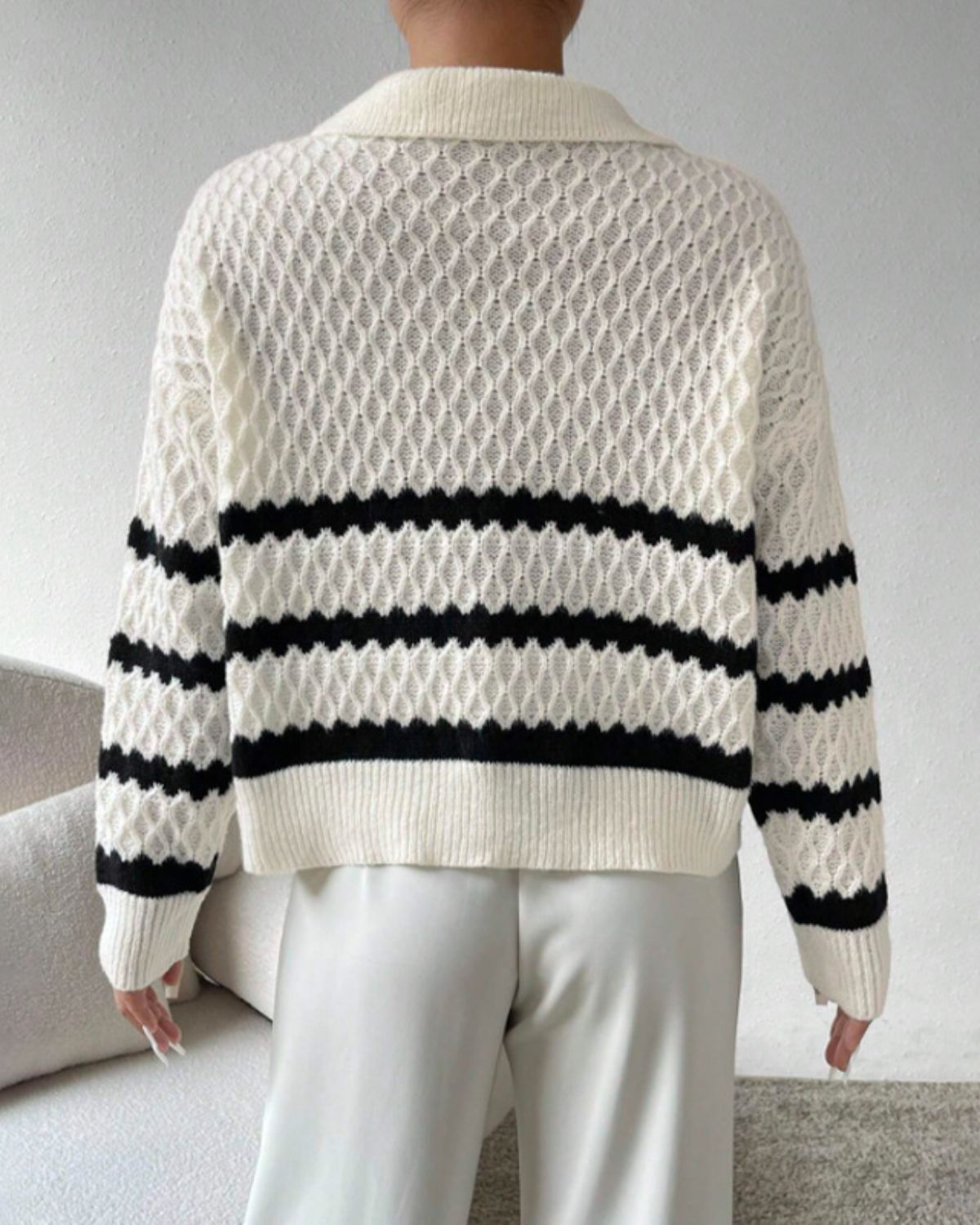 Félicité | Pull Polo en Maille à Rayures pour Femme