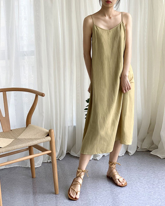 Vivienne | Robe Longue Débardeur en Lin pour Femme