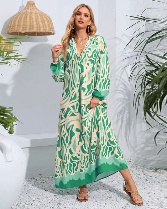Sophie | Robe Longue Imprimée Abstraite et Élégante pour Femme