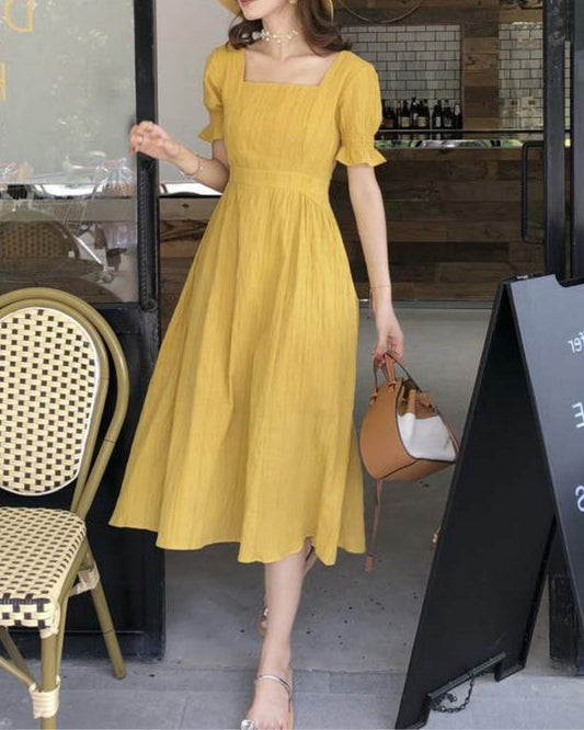 Francine | Robe Longue d’Été à Manches Courtes pour Femme