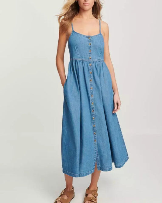 Léontine | Robe Midi Décontractée en Jean pour Femme