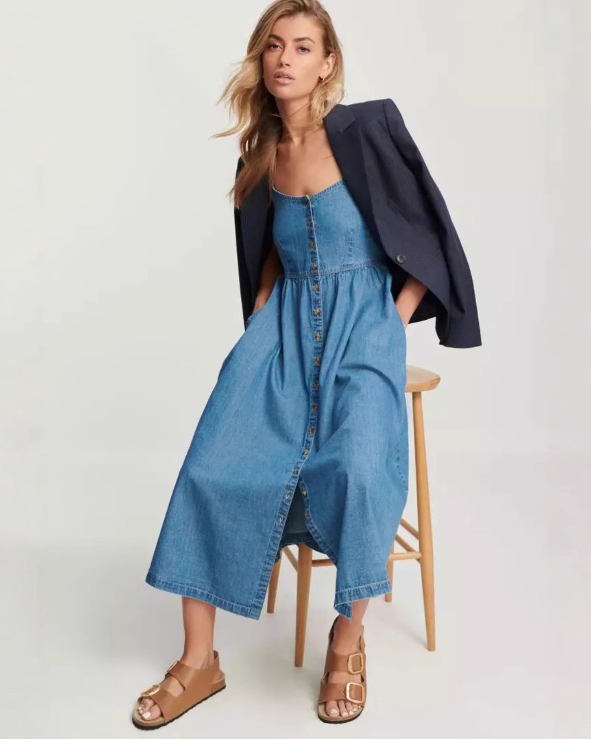 Léontine | Robe Midi Décontractée en Jean pour Femme